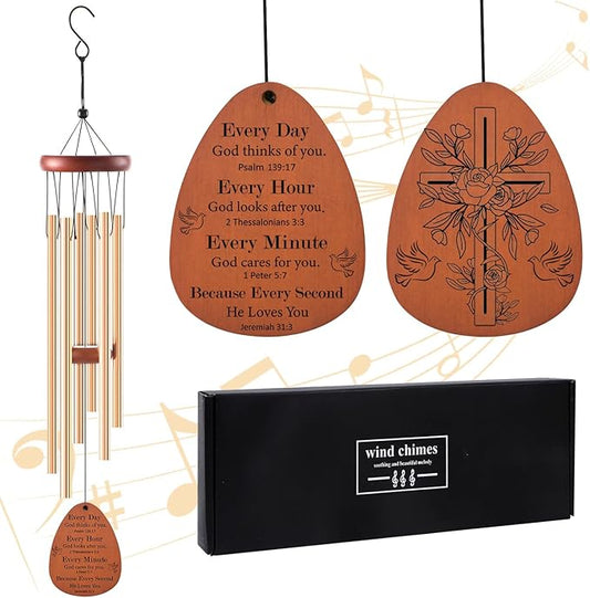 Christian Gifts for Women Men - Inspirational Bible Verse Wind Chimes for Outside, Religious Faith Based Gifts for Mother Sisters Friends Birthday Christmas Easter Baptism Communions