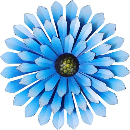 AHYS Metal Flowers Wall Decor Indoor Outdoor Metal Wall Art for Farmhouse Home Living Room Bedroom Bathroom Garden Decor – Blue