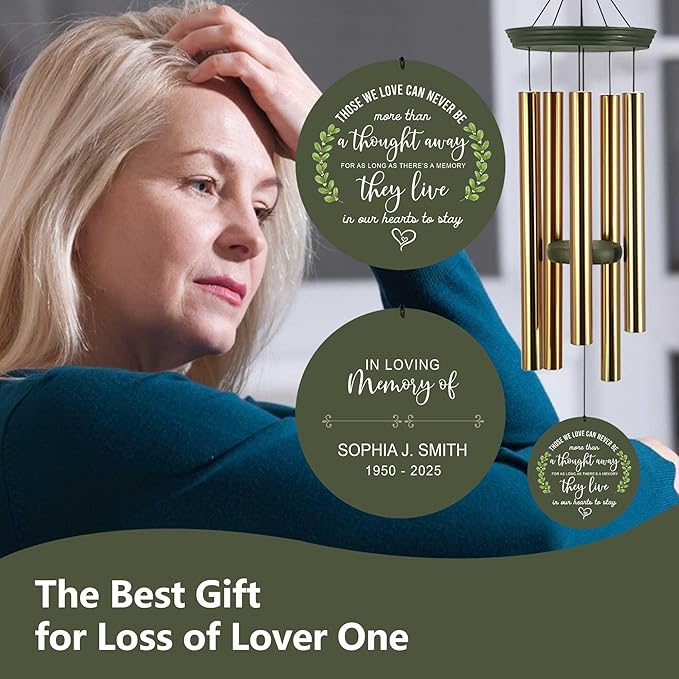 ASTARIN Memorial Wind Chimes for Loss of Loved One/Mother Personalized, Bereavement Wind Chimes Gift for Funeral, Indoor/Outdoor Windchime 30/36 inch(Produced in USA)