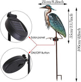 TERESA'S COLLECTIONS 42 inch Glass Blue Heron Solar Stake Light + Metal Pelican Statue for Garden Decor, Decorative Bird Art Sculpture Ornaments for Patio Lawn Backyard Outdoor Decorations