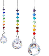 HDCRYSTALGIFTS Set 3 Crystal Prisms Suncatchers for Window Hanging Rainbow Maker Chakra Sun Catcher Indoor Window Christmas Decorations Memorial Sympathy Gifts for Loss of Loved One