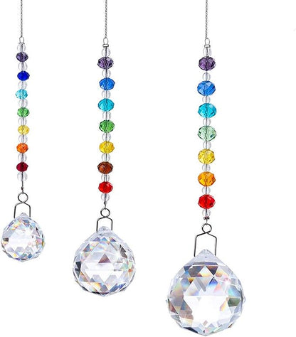 HDCRYSTALGIFTS Set 3 Crystal Prisms Suncatchers for Window Hanging Rainbow Maker Chakra Sun Catcher Indoor Window Christmas Decorations Memorial Sympathy Gifts for Loss of Loved One
