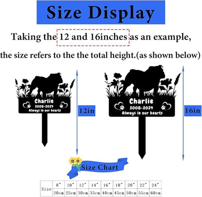 Personalized Bulldog Dog Memorial Grave Marker,Custom Dog Memorial Memorial Stake,Dog Memorial Plaque Burial Stake Engraved Sign,Sympathy Grave Stake for Lost Dog,Dog Memorial Statue Headstone Bulldog