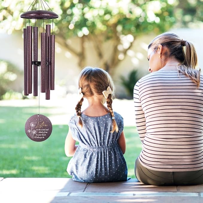 ASTARIN Memory 32 inch Wind Chimes for Loved Ones Lost, Custom Butterfly Dandelion Wind Chime, Memorial Windchime Funeral Gifts for Loss of Mother, Death, Produced in USA