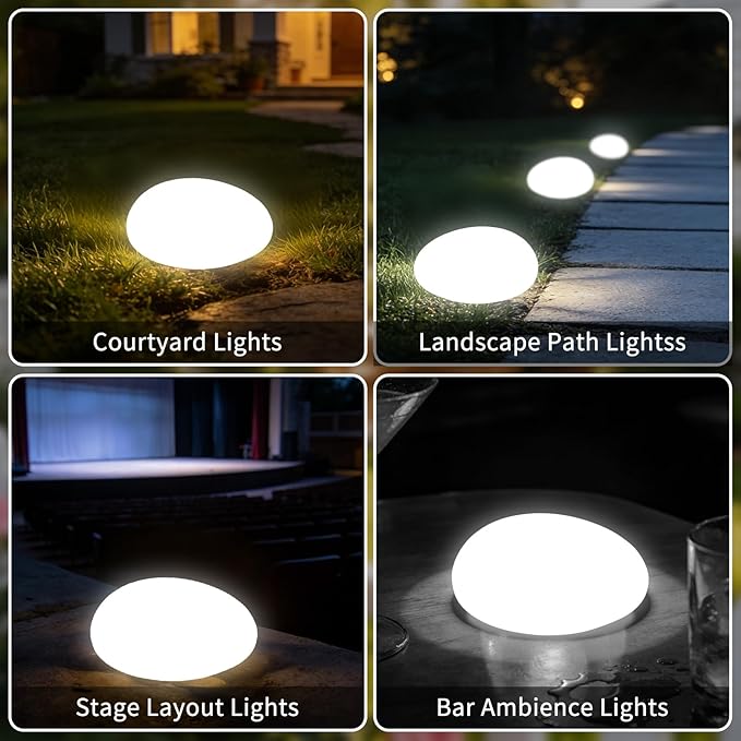 Solar Powered Outdoor Lights - Waterproof Garden Path Lighting, Pebble Shape Landscape Lights for Yard, Lawn, Patio, Walkway, White Light(1 pc)