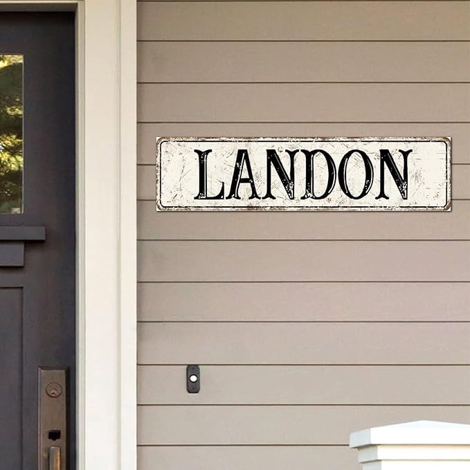 Madcolitote Rustic Landon Wood Signs Landon Street Signs Customized Retro Wood Plaque Farmhouse Wall Art Farmhouse Wall Decor for Home Bars Clubs Cafes Man Cave Party 6x24in