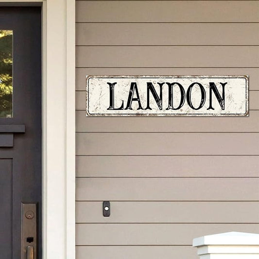 Madcolitote Rustic Landon Wood Signs Landon Street Signs Customized Retro Wood Plaque Farmhouse Wall Art Farmhouse Wall Decor for Home Bars Clubs Cafes Man Cave Party 6x24in