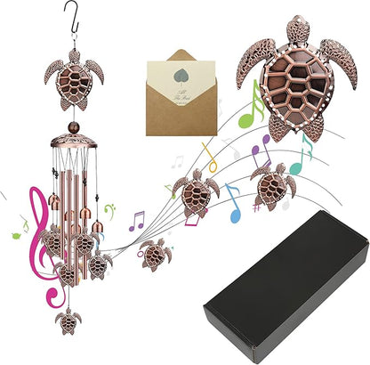 Wind Chimes for Outside- Turtle，Turtle Gifts for Women Men，Metal Wind Chimes Memorial Turtle for Outside/Indoors, Lawn, Patio, Home, Porch, Yard Decor, Garden Decorations