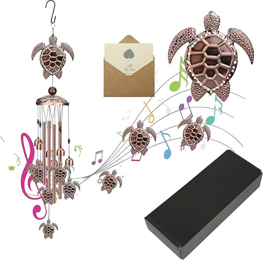 Wind Chimes for Outside- Turtle，Turtle Gifts for Women Men，Metal Wind Chimes Memorial Turtle for Outside/Indoors, Lawn, Patio, Home, Porch, Yard Decor, Garden Decorations