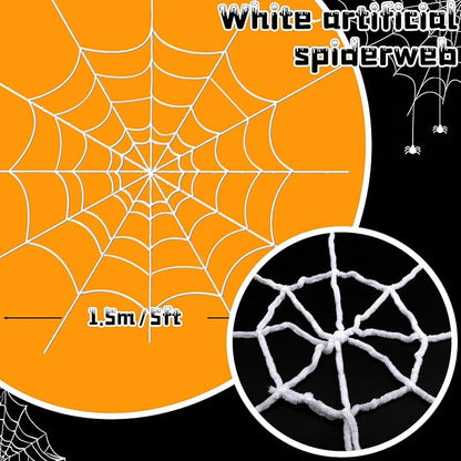 YUNAI Spider Webs Halloween Decorations Outdoor, 5ft White Fake Spider Web, Scary Haunted House Outdoor Wall Decor for Halloween Party Hanging Decorations