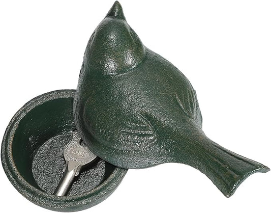JUXYES Bird Cast Iron Key Hider Outside Spare Door Key Box Outdoor Small Garden Statues Ornament, Bird Indoor Decoration Jewelry Trinkets Box for Key, Ear Studs, Ring, Paper Clip