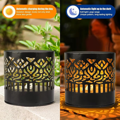 Decorative Solar Mandala Lights, Metal Solar Powered Outdoor Deck Step Wall Lights, Mandala Theme Waterproof Fence Light for Garden Post Patio Backyard Yard Decor (1)