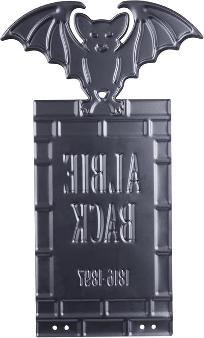 SCS Direct 3-D Metal Halloween Ghost Cemetery XL 17" Tombstone w Stakes -Albie Back- Durable, Rustproof, UV Raised Printing-Upgrade Your Haunted House Mansion w Cemetary Lawn Decor