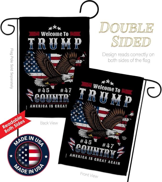 Welcome to Trump Country Flag Yard Sign Wall Hanging Decor Home Poster Rally Shooting MAGA Vance 2024 Political Poster Lawn Garden Outdoor Patriotic Patio Decoration Republican Gift Made in USA