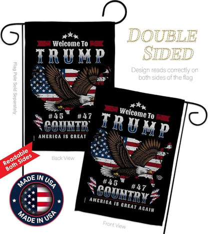 Welcome to Trump Country Flag Yard Sign Wall Hanging Decor Home Poster Rally Shooting MAGA Vance 2024 Political Poster Lawn Garden Outdoor Patriotic Patio Decoration Republican Gift Made in USA