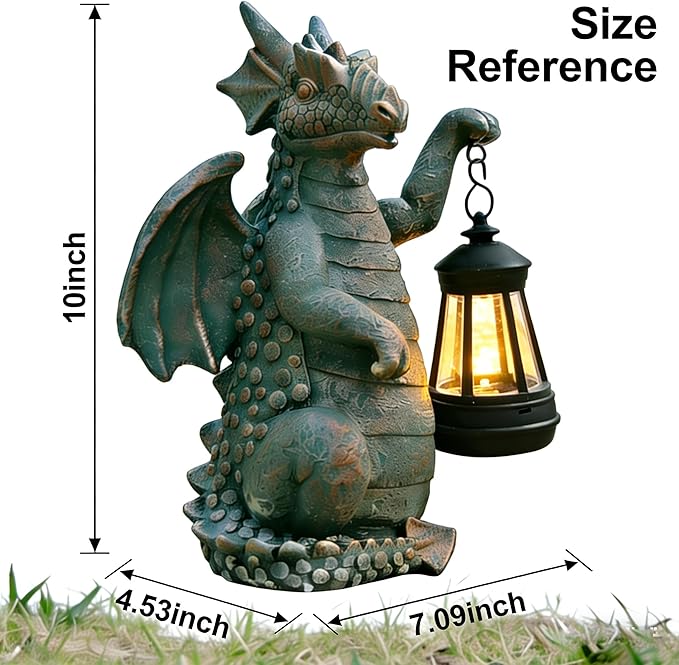 JOYBEE Dragon Solar Outdoor Garden Statue - Dragon Outdoor Figurie Lights - Yard Decorative Outdoor Statue Suitable for Patio, Balcony, Patio Decoration - Specially Customized Gift for Mom
