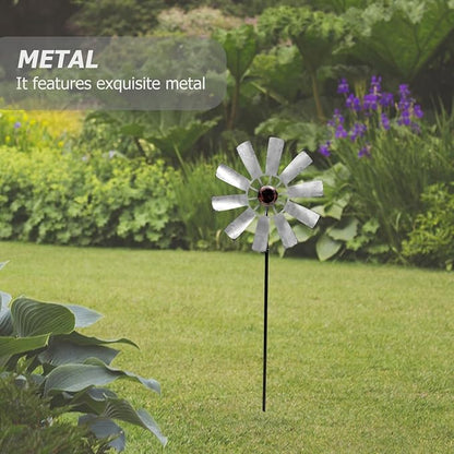Yardwe Large Metal Windmill Ornament Outdoor Garden Decor Rotatable Wind Spinner with Durable Metal Construction for Lawn Patio Courtyard