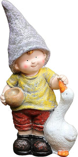 Garden Ornaments Decor Statue Outdoor,Abstract Unique Statue Sculpture Creative Outdoor Garden Courtyard Statue Decoration Ornament,Courtyard Garden Balcony Boy Feeding Goose Statue Feeding