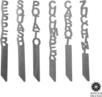 Spell It Out Personalized Metal Garden Plant Markers - Set of 7 - 80 Plant Varieties - Vertical Stacked Name Stakes for Herbs, Vegetables & Flowers - Durable Labels for Over