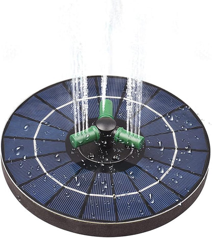 Generic Solar Fountain with RGB Lights, 23cm Glass Panel 1500mAh Rechargeable Battery 7 Nozzles 60cm Spray Height with 3 Suction Cups Color Changing LED for Bird Bath Pond Garden (6W Diameter 23CM)