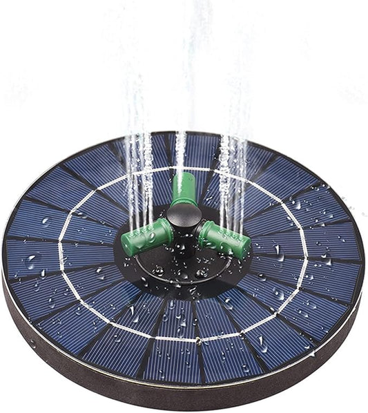Generic Solar Fountain with RGB Lights, 23cm Glass Panel 1500mAh Rechargeable Battery 7 Nozzles 60cm Spray Height with 3 Suction Cups Color Changing LED for Bird Bath Pond Garden (6W Diameter 23CM)