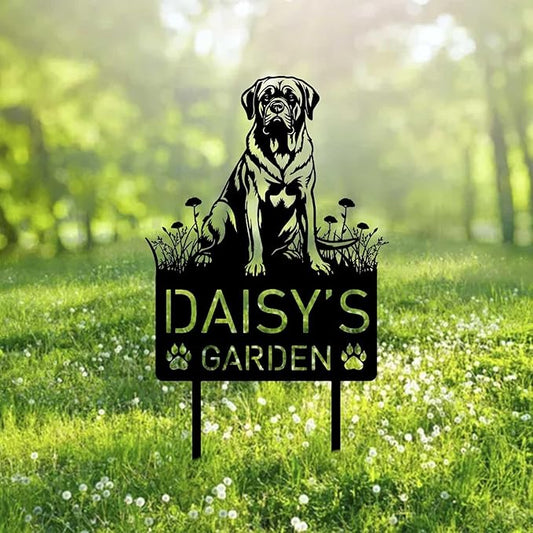Custom English Mastiff Dog Metal Memorial Garden Stake Personalized Pet Grave Marker Name Sign Remembrance Stake Decor Sympathy Dog Loss,Outdoor Statues for Yard Garden Lawn Patio Pathway Grave.