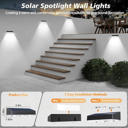 Solar Fence Lights 8 Pack,100 Lumens Outdoor Fence Solar Lights with 12 Modes RGB Color Glow LED Outdoor Waterproof for Wall, Yard, Patio, Pool, Porch, Holiday Decor