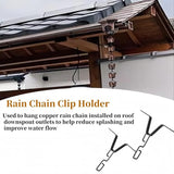 2 Pcs Rain Chain Clip for Gutter Adapter,Outside V Style Copper Hook Hanger Iron Connector,Rain Chain Water Diverter Accessories, Outdoor Hardware Accessory