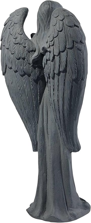 John Timberland Standing Angel Statue Sculpture Catholic Religious English Decor Indoor Outdoor Garden Front Porch Patio Yard Outside Home Balcony House Exterior Faux Greystone Ceramic 25" Tall