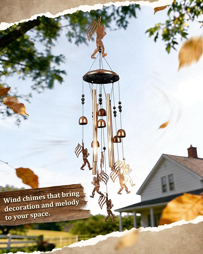Bigfoot Wind Chimes for Outside Decor, Big Foot Sasquatch Birthday Gifts for Women Mom Sister, 34 Inch Aluminum Windchimes Outdoor for 4th of July Independence Day Decoration