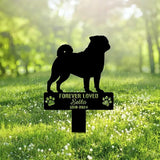 Custom Pug Dog Metal Memorial Garden Stake Personalized Pet Grave Marker Name Sign Remembrance Stake Decor Sympathy Dog Loss,Outdoor Statues for Yard Garden Lawn Patio Pathway Grave. Birthday