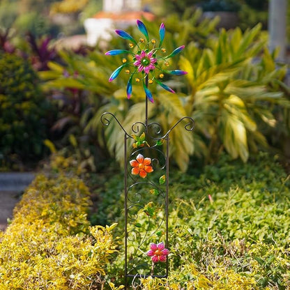 DREAMYSOUL Wind Spinner Outdoor, Wind Sculpture & Weathervane with Decorative Trellis for Climbing Plants, Kinetic Wind Spinners for Yard and Garden