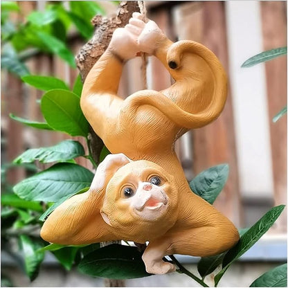 Cute Statues Garden Sculpture Outdoors Climbing Monkey Tree Hanging Backyard Decor(D)