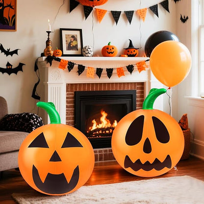 4 Packs 24 Inches Halloween Inflatable Pumpkin Outdoor Decorations PVC Inflatable Hanging Pumpkin Ornaments Blow Up Pumpkin for Halloween Party Yard Garden Outdoor Decoration