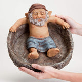 Bits and Pieces - Gnome Relaxing Pool - Elf Birdbath Garden Art Statue - Outdoor Garden Decor Sculpture