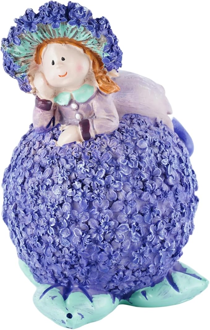 Charming Boy and Girl Garden Figurines Lavender Themed Decor Statues Spring Summer Resin Figures for Outdoor Patio Lawn Yard Art Decoration