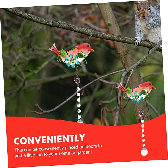 INOOMP Stained Bird Hanging Decor Bird Ornament with Crystals for Garden and Home Vibrant Art Sculpture for Tree and Outdoor Scene