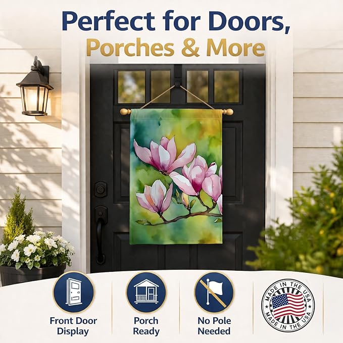 Caroline's Treasures Mississippi Magnolia in Watercolor House Flag Large Porch Sleeve Pole Decorative Outside Yard Banner Artwork Wall Hanging, Polyester, House Size, Multicolor