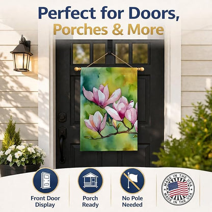 Caroline's Treasures Mississippi Magnolia in Watercolor House Flag Large Porch Sleeve Pole Decorative Outside Yard Banner Artwork Wall Hanging, Polyester, House Size, Multicolor