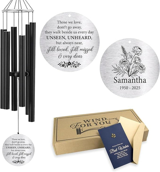 ASTARIN Personalized 30" Bereavement Wind Chimes for Outside, Memorial Gift in Remembrance of a Loved One, Sympathy Gift for Loss of Mother Father Husband, Garden Patio Decor