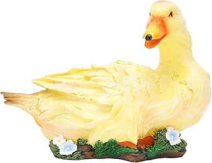 Agatige Garden Duck Ornament, Resin Duck Sculpture Statue Yard Patio Art Decor Sculptures Table Ornament for Outdoor Garden Yard (Yellow Lying Duck)