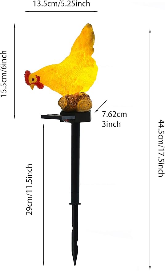 Outdoor Chicken Solar Lights: Resin Garden Decor for Outside Patio Yard Cute Chicken Gifts for Housewarming Mother's Day Birthday