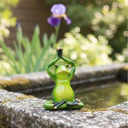 Garden Decor Frog Statue Outdoor Garden Sculptures for Yard Lawn Resin Animal Figurines Yoga Art Gardening Gifts(Seated)