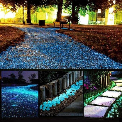 Glow Stones, Glowing in the Dark Pebbles 150pcs for Walkways, Window, Yard Grass, Driveway, Outdoor Decor DIY Decorative Gravel Stones, Fish Tank Decoration (Blue)
