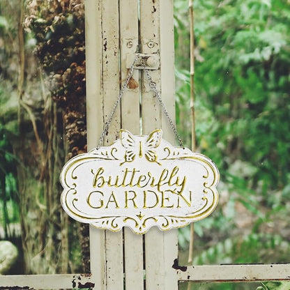 Chic Rustic Metal Signs - Small Vintage Butterfly Signs Yard DIY Decor - Rustic Farmhouse Patio Setting