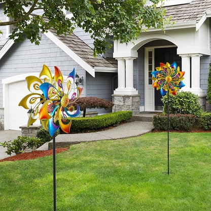 DREAMSOUL 13" Dia Wind Spinners Outdoor with Stake, Kinetic Wind Spinner Metal Windmill for Yard Garden Decor