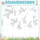 Leinuosen 5pcs Easter Bunny Garden Stakes 13 inch Metal Easter Yard Decor White Finish Outdoor Garden Stakes Bunny Silhouette Set for Lawn Planter Flower Pot Pathway Spring Decoration(White)