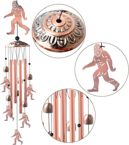 Brass Bigfoot Wind Chime,Handmade Unique Wind Chimes for Outside Clearance, Garden Gift for Yard Decorations Outdoor, Perfect for Mom, Kids Meditation Lovers - Nursery, Patio Garden Decor