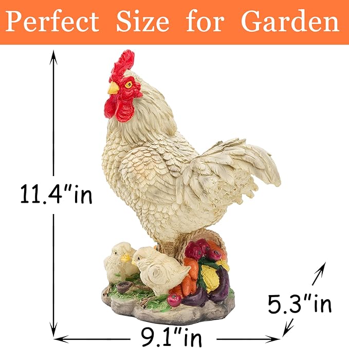 Teaeeno Real Rooster Yard Decor, Chicken Yard Decorations Outdoor,Garden Rooster Decor for Outside,Lawn Statues Decorative Ornaments for Home Patio Backyard Landscape, Ornament for Women/Gardening