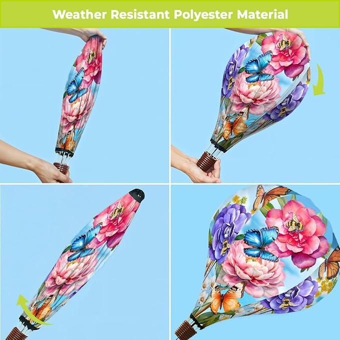 Briarwood Lane Butterflies and Peonies Hot Air Balloon Spinner